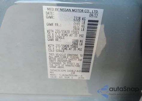 2023 Nissan Murano Sl from USA, damaged, VIN 5N1AZ2CJ2PC106240